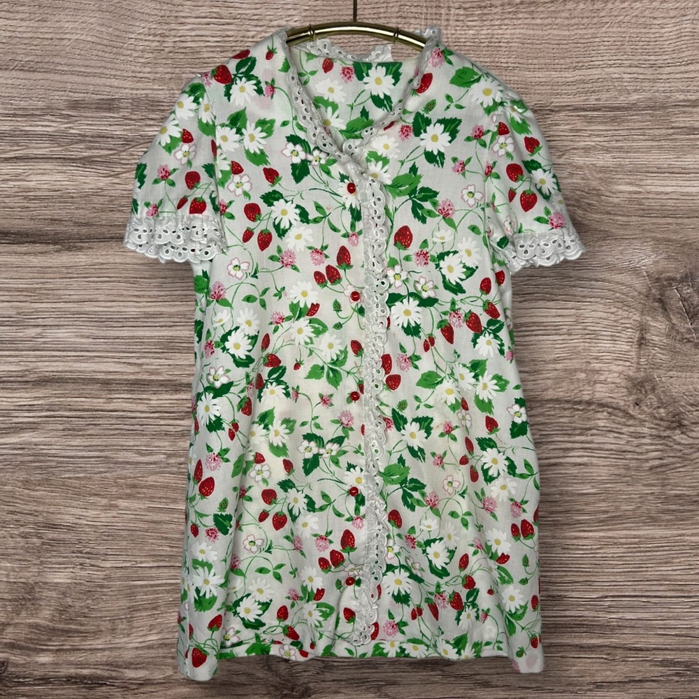 Vintage Handmade Strawberry Dressing Gown